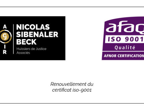 Renouvellement du certificat ISO 9001 pour notre étude ACJIR Paris 75